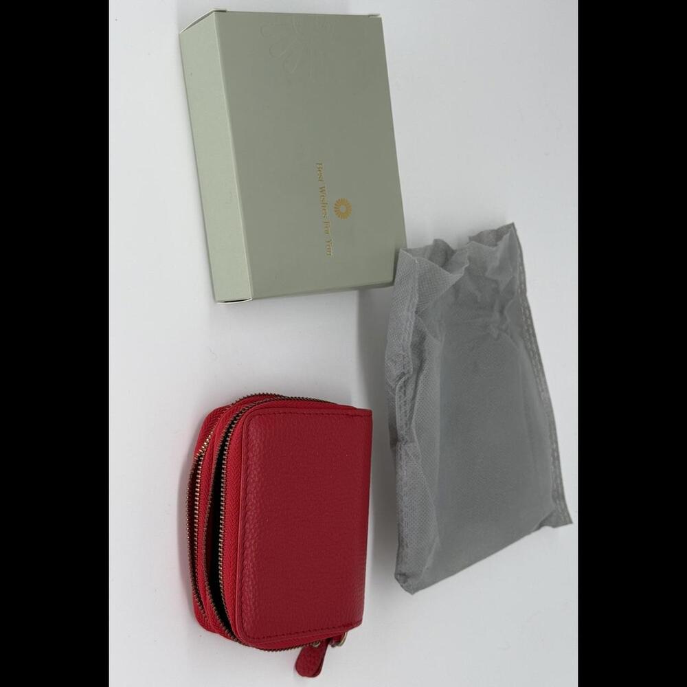 Stylish Red Zipper Wallet - RFID Blocking, Gift Boxed!